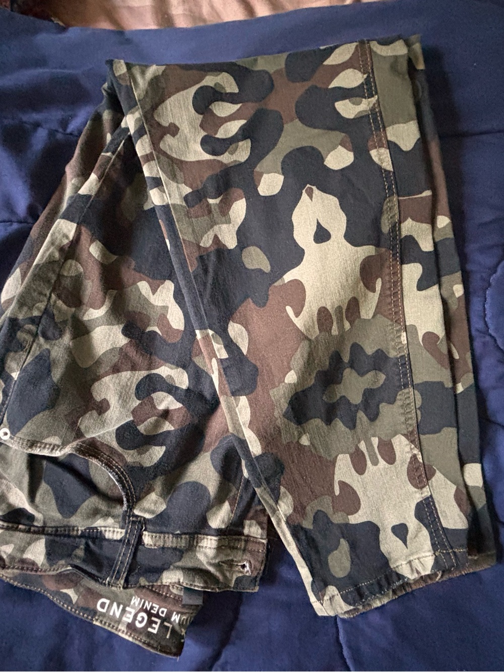 Love & Legend Stretchy Camo Jeans in Olive, Brown & Black